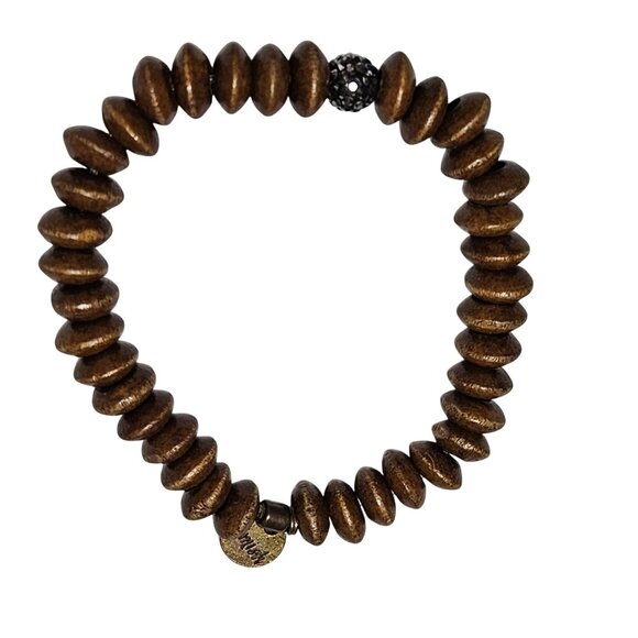 Erimish Boho Wooden Bead Bracelet Charm Stretch Rhinestone Fashion Jewelry Women - Picture 1 of 5